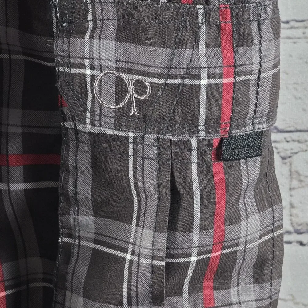 OP Men's Medium (32-34) Plaid Swim Shorts with Pockets
